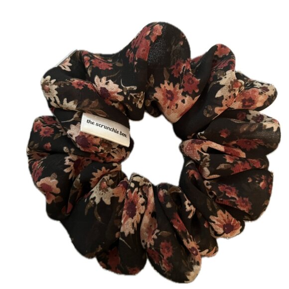 Regular Fall Scrunchie-  Black Fall Floral - Picture 1 of 1